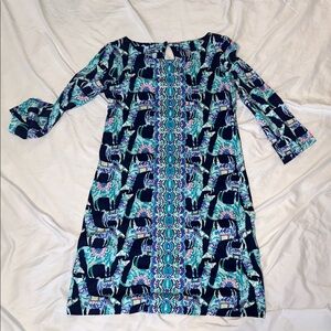 Lilly Pulitzer Blue and pink llama Long Sleeve Dress size Small nwt